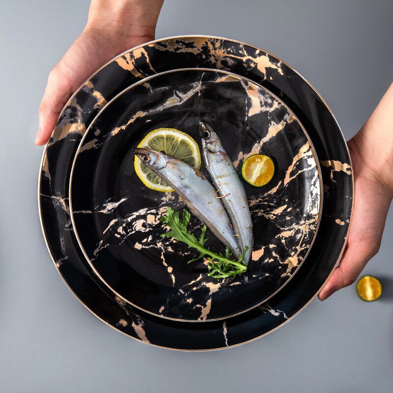 Nordic ceramic plate marmoror home ceramic tableware Restaurant