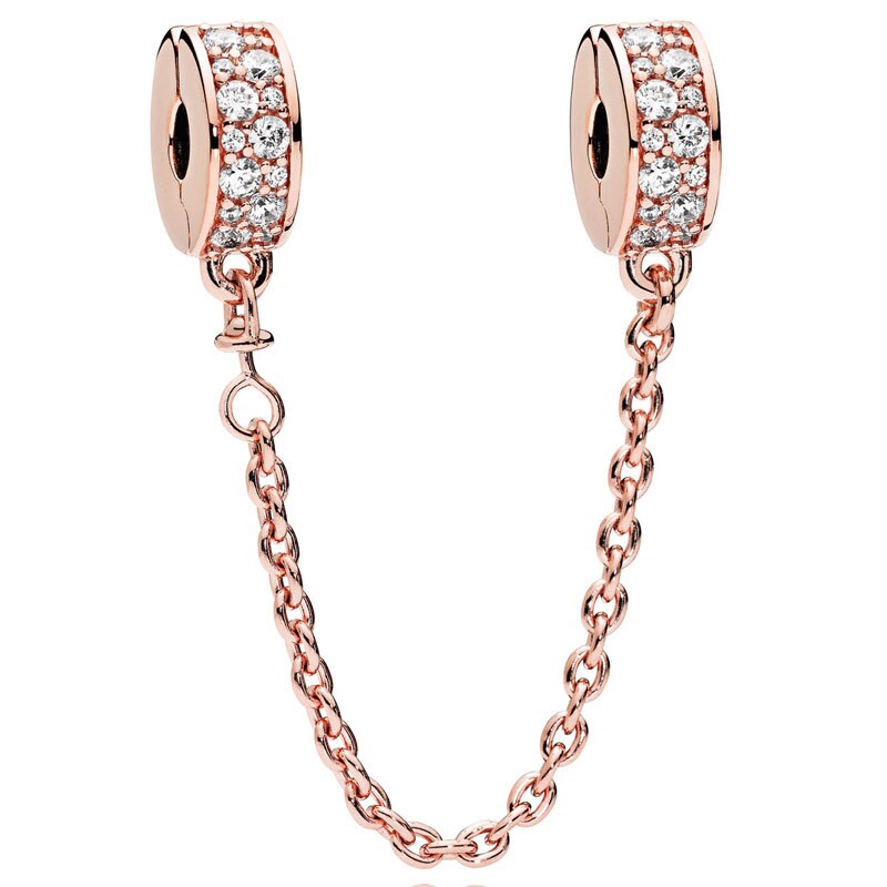 Arcs Of Love Enchanted Heart Shining Elegance Floral Safety Chain Charm 925 Sterling Silver Beads Fit Bracelet Jewelry: 11