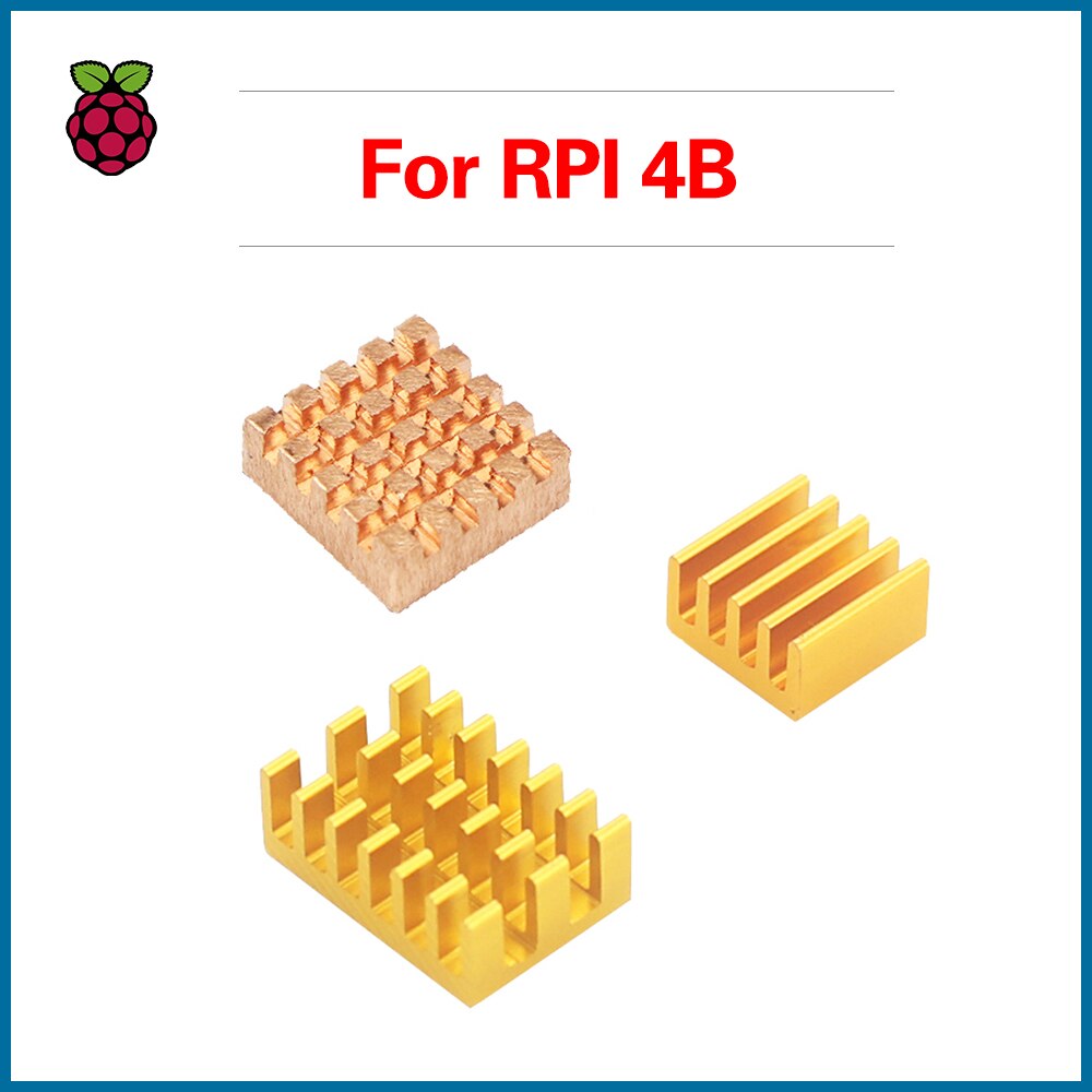 Dissipateur thermique pour Raspberry Pi 4B, radiateur en cuivre et aluminium, kit de refroidissement RPI142, 3 pièces