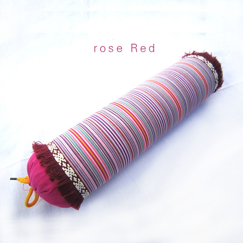Nueva almohada Cervical, almohada para cuidado a rayas de algodón grueso de alforfón, fisioterapia, almohadas de tracción en el cuello para dormir, chaqueta lavable: Rose red