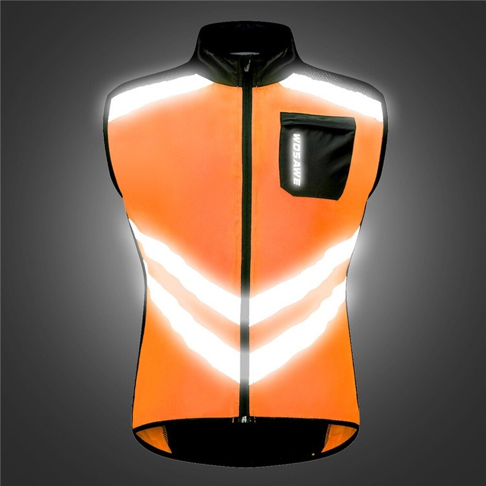 Wosawe Mountainbiken Windjack Vest Reflecterende Waterdichte Huid Korte Mouw Top Licht Mtb Reflecterende Vest