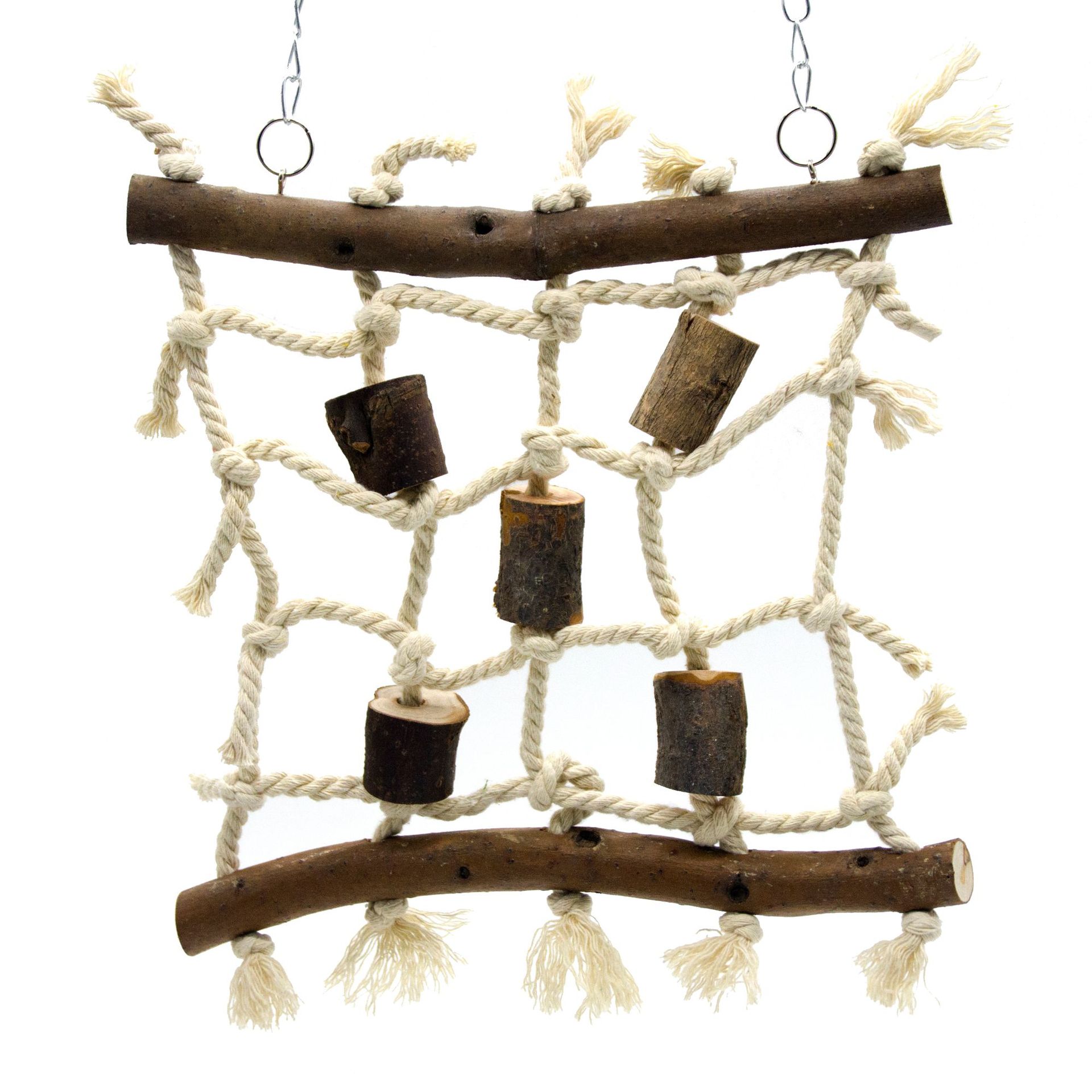 1 Uds divertido cuerda de cáñamo y de madera soportes para loros Columpio de pajaros de juguete accesorios loro mascota Juguetes