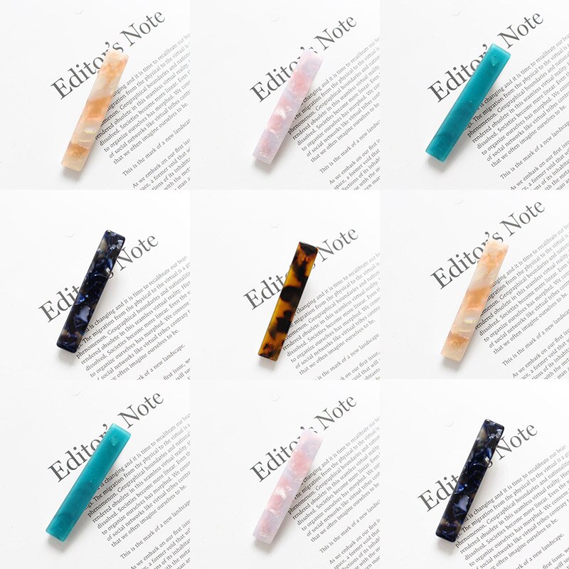 Woman's Crystal Hair Rectangular Hairpin Acrylic Pin Metal Alloy Hairband Moon Circle Hairpin Girl Holder Accessories