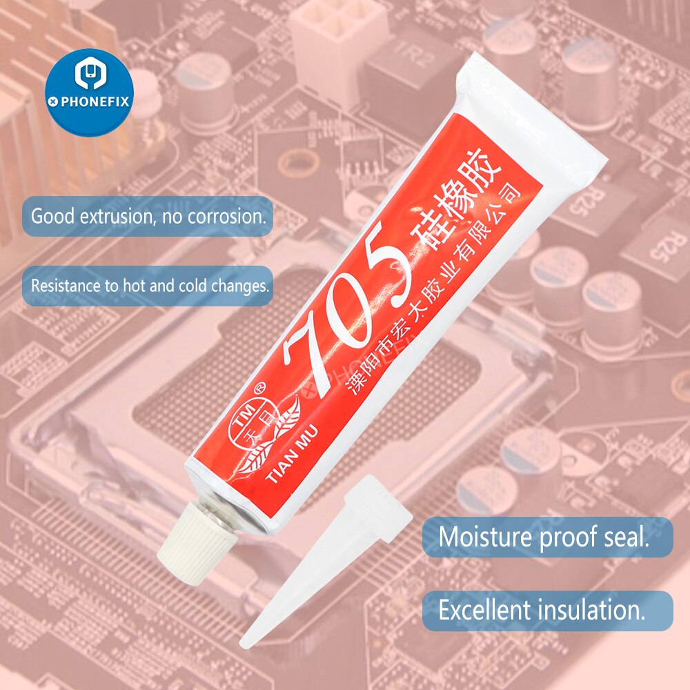 45g elektronische kit siliconen industriële lijm 701/704/705/ tm -441 siliconen rubber rood wit zwart transparante afdichtingslijm: 705-  transparant