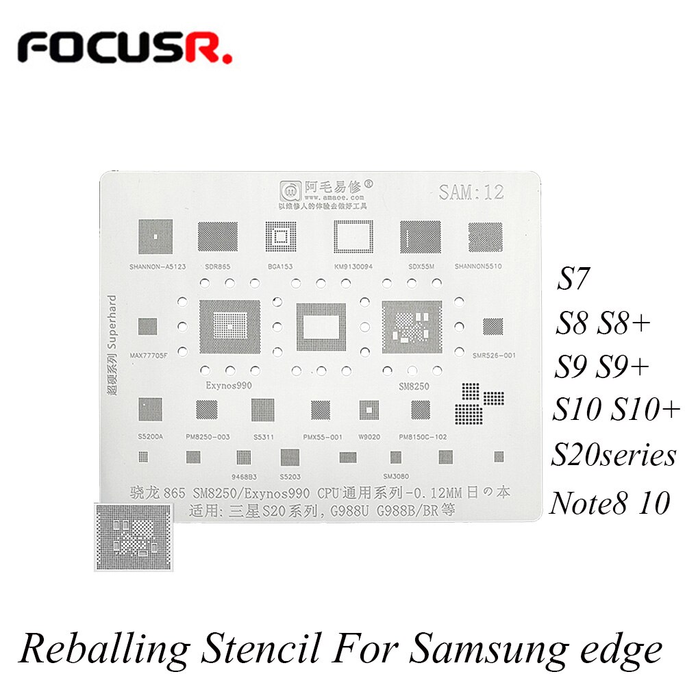 Amaoe Sam 1 2 7 10 12 Bga Reballing Stencil Voor Sm Exynos Cpu Tin Planten Solderen Net Voor Samsung s8 S8 + S9 S9 + S10 S10 + S20