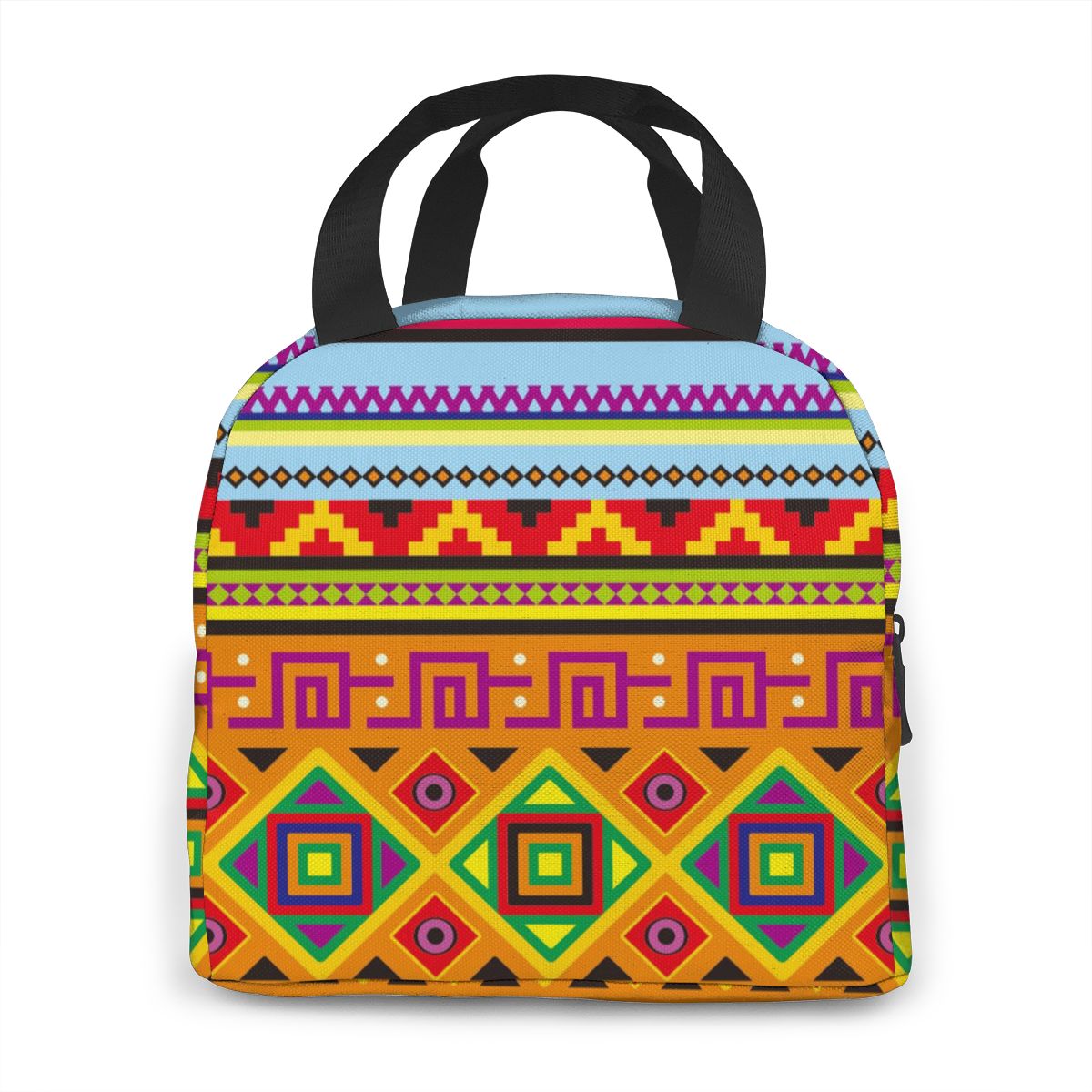 Portable Lunch Bag Mexican Pattern Thermal Insulated Lunch Box Tote Cooler Bag Bento Pouch Lunch Container Food Storage Bag
