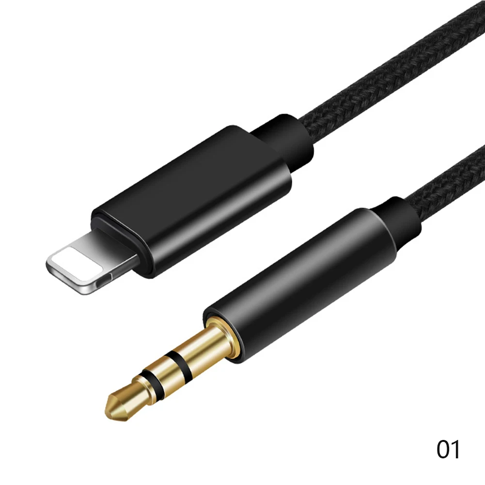 3.5mm- jack aux-kabel til ios 11 12 8 -pinner til aux 3.5mm hodetelefonadapter lydkabelkontakt splitter til iphone bilhøyttaler: Svart