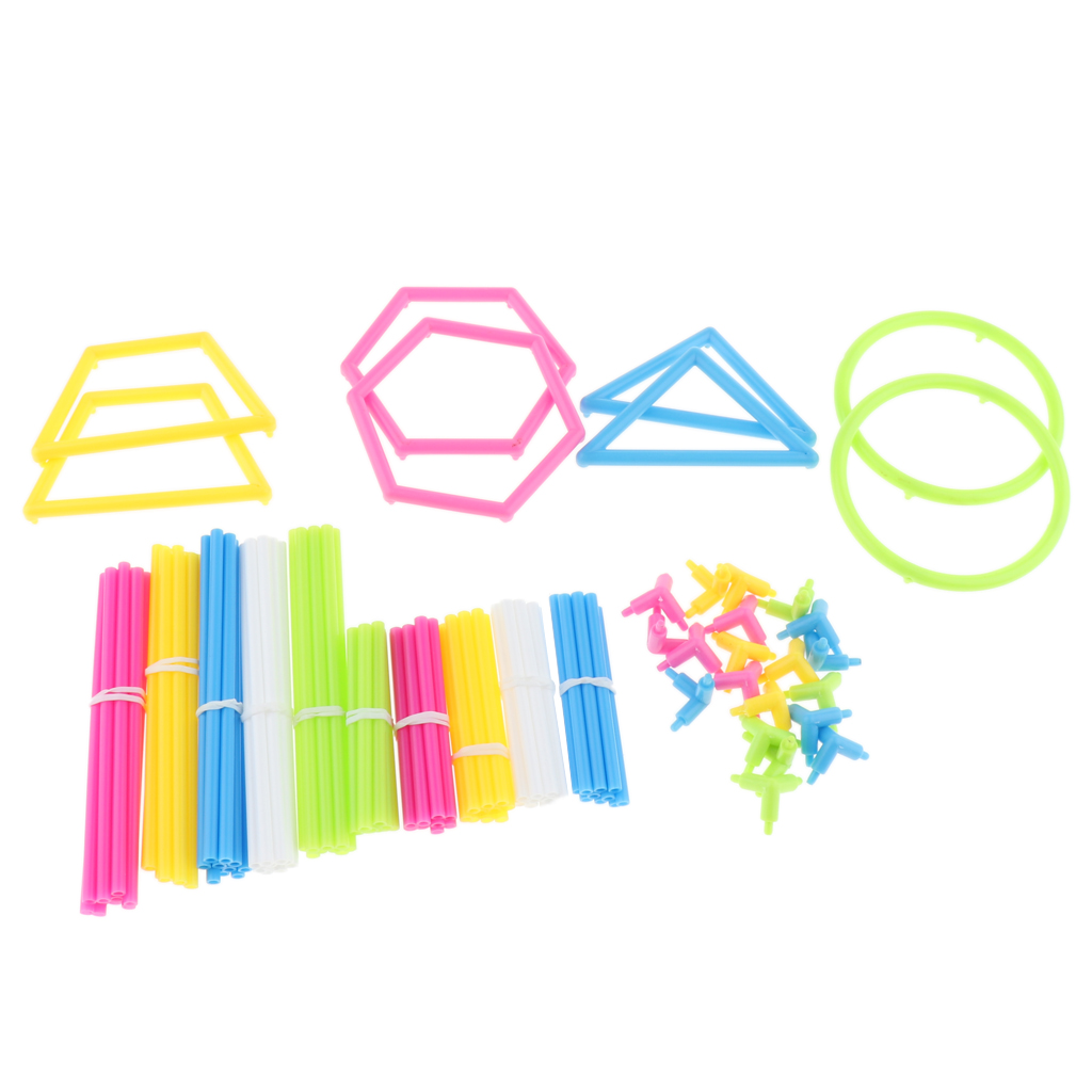 Spielzeugset mit verschiedenen farbstäben und geometrischen blöcken für das mathematische lernen im vorschulalter,