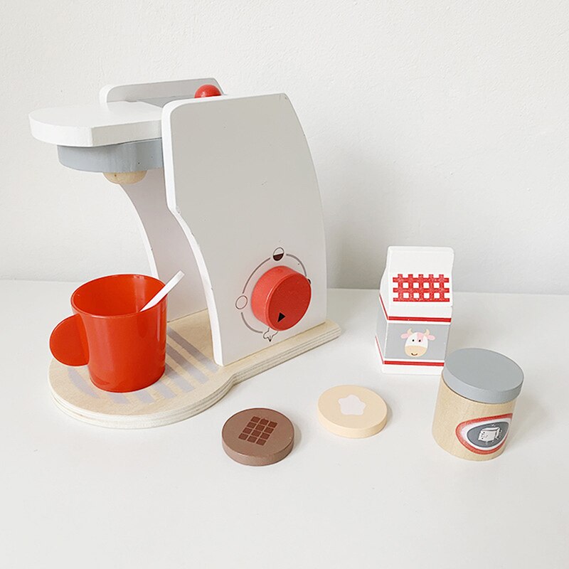 Kids Houten Pretend Play Sets Simulatie Broodroosters Brood Maker Koffie Machine Blender Bakken Kit Game Mixer Keuken Rol Speelgoed: Coffee machine