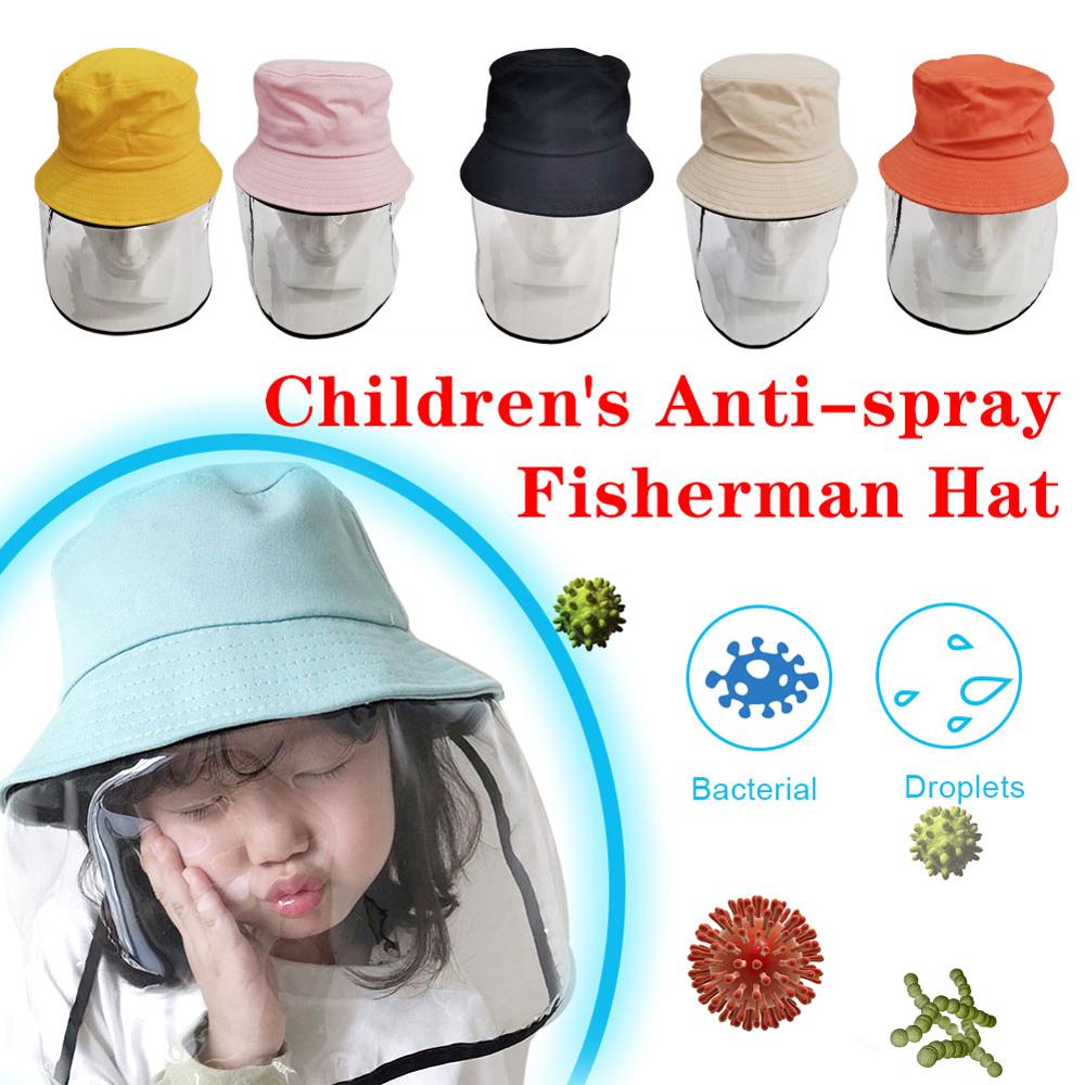 Children's Protective Transparent Mask Anti-fog flu Coronaflu Saliva Face Masks Windproof Fisherman Hat With Protection Cap