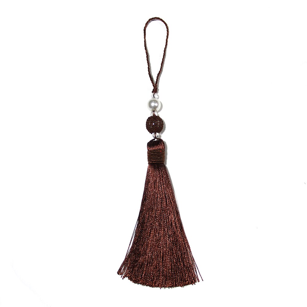 Borlas con flecos para coser cortinas, accesorios, borlas para llaves, decoración del hogar, cinta de borlas, 1 ud.: Coffee