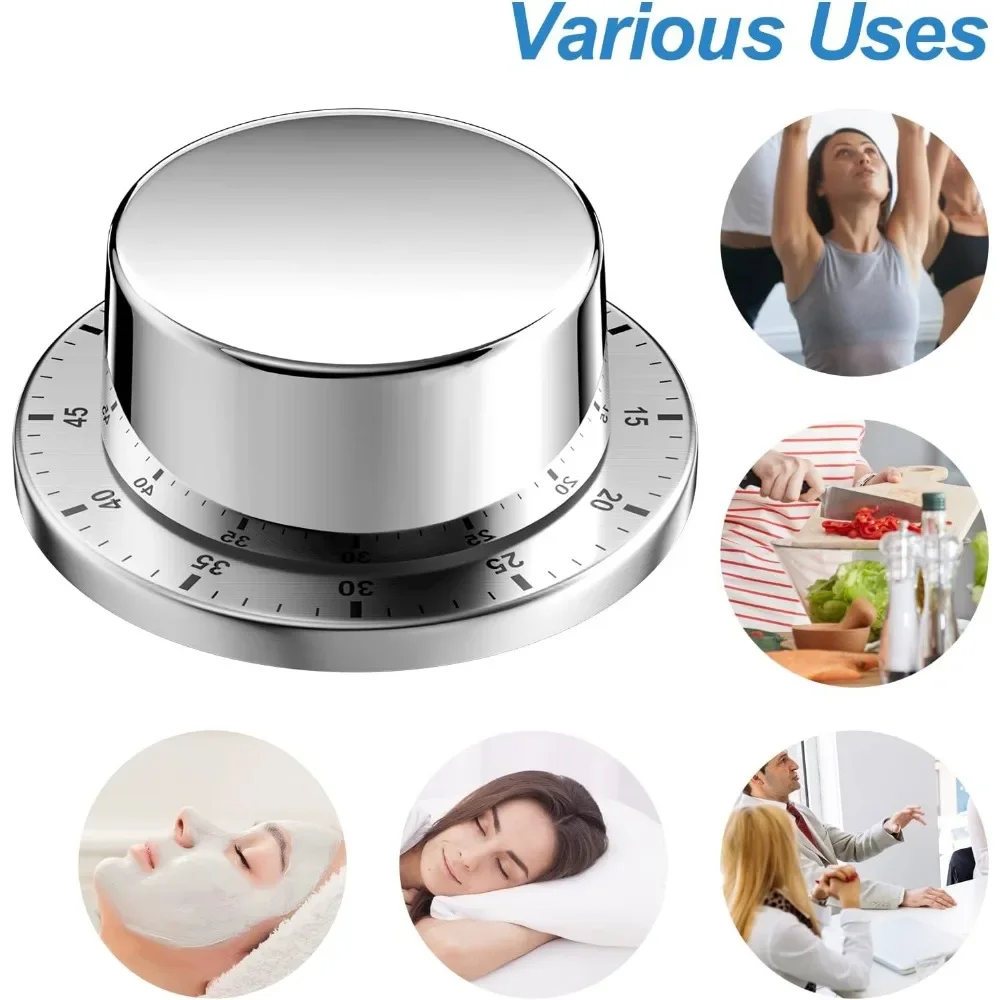 Mechanical Kitchen Timer Adsorbable Magnetic Waterproof Stainless Steel Timer for Baking cake Boiled Egg Kitchen essential Timer