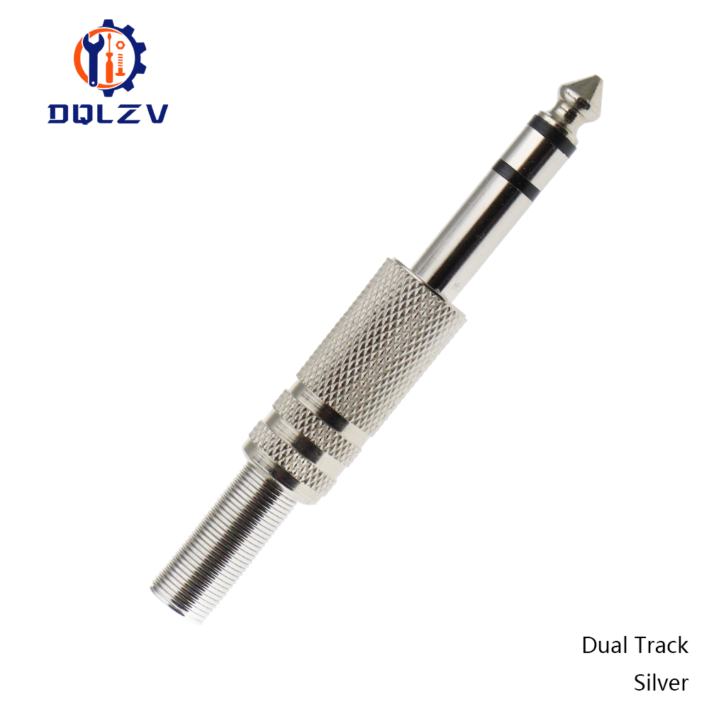 Adaptador de conector de Audio Mono macho, conector Jack dorado de 6,35 MM, conectores estéreo de Audio de soldadura macho de 1/4 pulgadas: Gris oscuro / 5-9 Unids