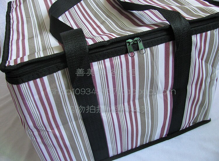 14 Inch Extra Grote Oxford Geïsoleerde Picknick Koeltassen Cake Lunch Picknick Box Streep Geïsoleerde Cool Handtas Ice Pack Thermo SMLG32