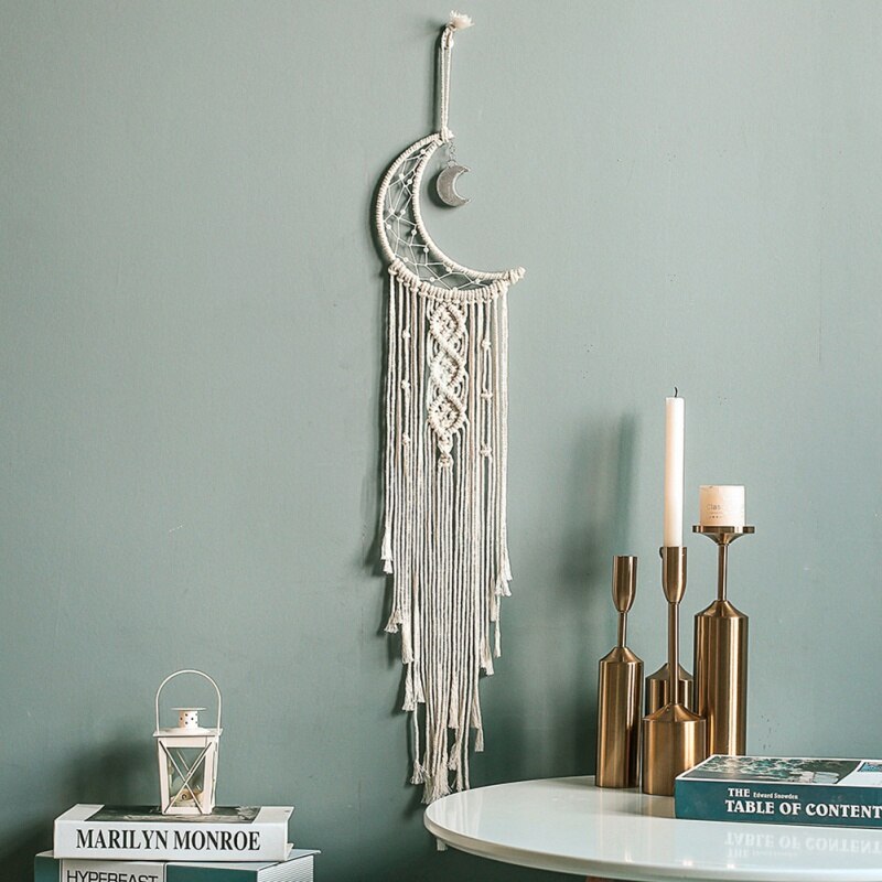 Boho stil dekorativ bomull vävd macrame vägghängande gobeläng för sovrum vardagsrum barnkammare för heminredning