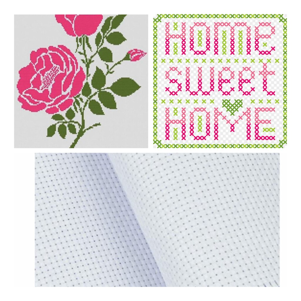 Sewing Embroidery Aida Cloth Cross Stitch Fabric DIY Needlework Craft - White