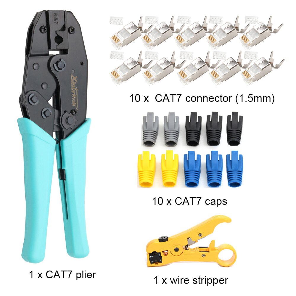 xintylink RJ45 crimper cat7 cat6a hand tools Crimping Cable Stripper pressing line clamp 8p8c pliers connector clip clipper: set A