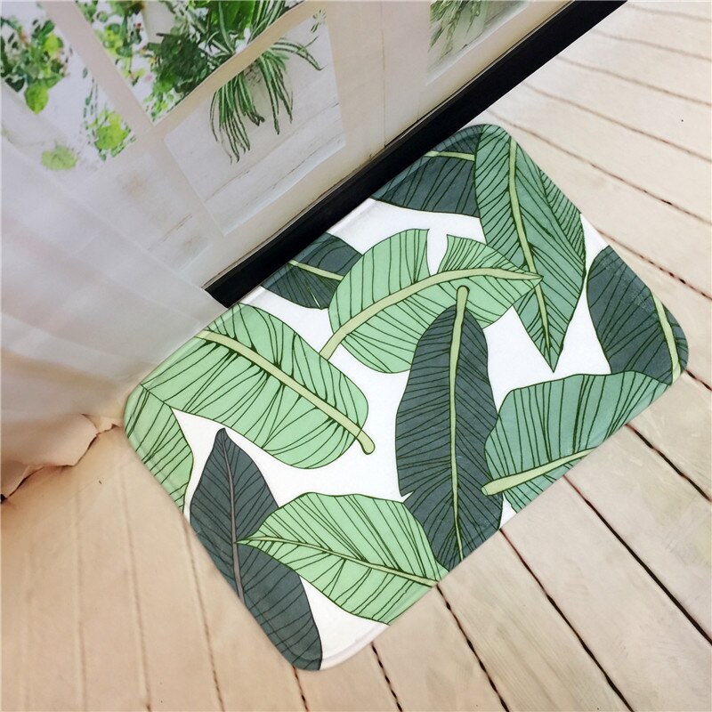 Velkommen gulvmåtter dørmåtte tropiske planter trykt køkken badeværelse tæpper hus tæppe til stue skridsikre tapete tæppe: 04 / 50 x 80cm