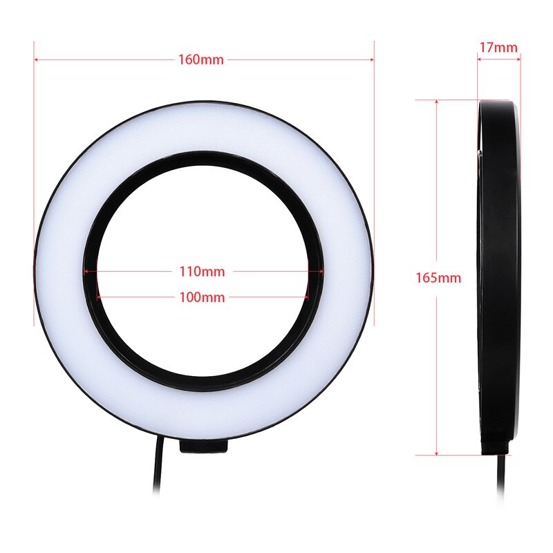 fosoto 16cm/26cm Photographic Lighting 3200K-5500K Dimmable Led Ring Light Lamp Photo Studio Phone Video Beauty Makeup camera: Black