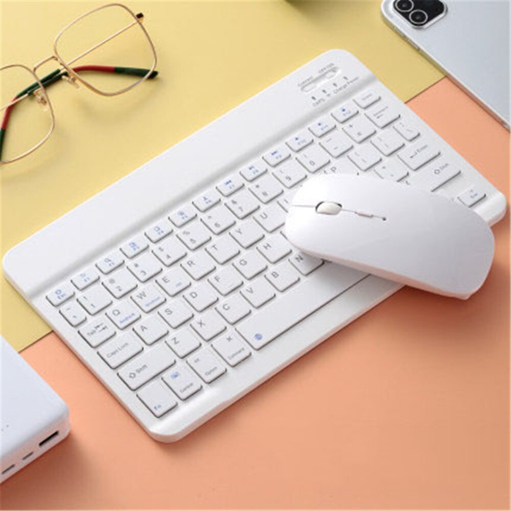 Bluetooth tastatur mus 10 tommer til ipad 10.2 '' 7th gen ipad pro 10.5 air 3 trådløse tastaturer mus til android samsung tablet: Hvid