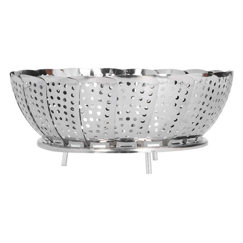 Panier à vapeur rétractable en acier inoxydable, 28cm de diamètre, support pliable pour accessoires de cuisson à la maison