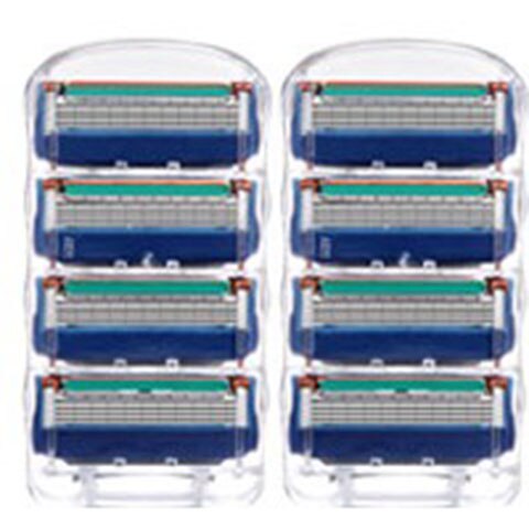 Cuchilla de afeitar azul para hombre, 5 capas, acero inoxidable, seguridad, 16 unids/caja: 8pcs