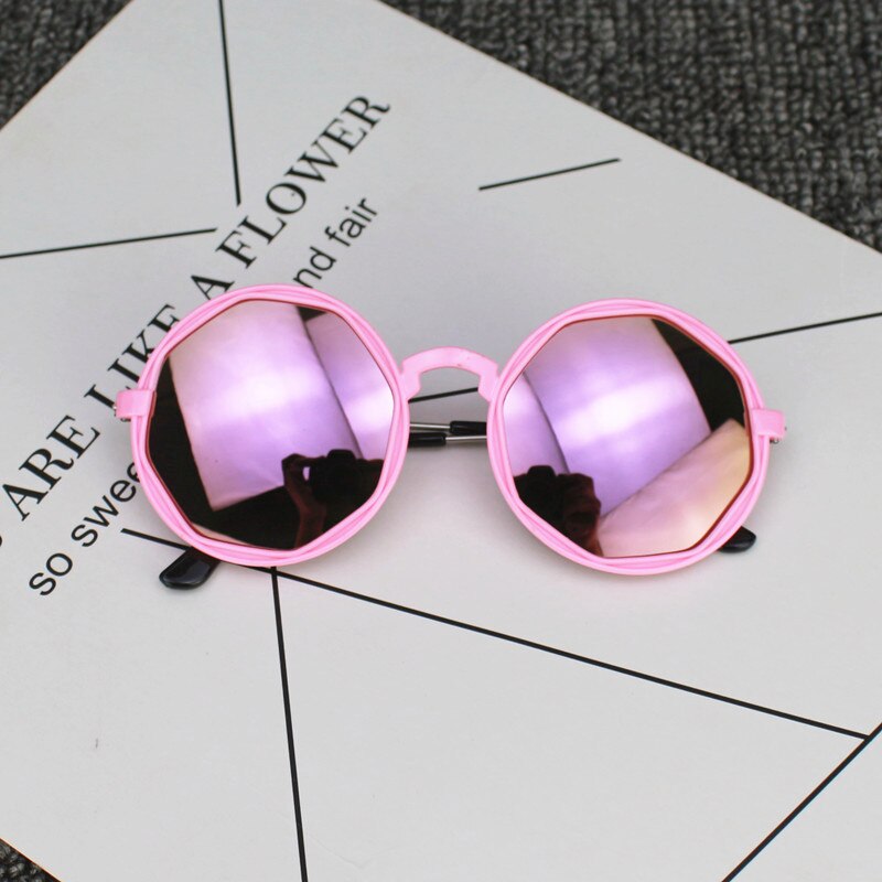 Korean Kids Children Colorful Sunglasses Round Reflective Glasses Baby Children UV400 Sport Sunglasses Toys Accessories: Pink