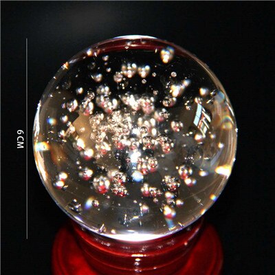 60mm Crystal Glass Ball Artificial Crystal Glass Ball Sphere Decoration Chinese Style Feng Shui Decorating Ball Accessories: With Red Base