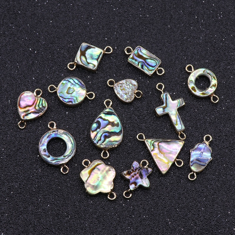 Rock Jewelry Accessories DIY Beaded Connectors Pendants Heart Star Cross Charm Natural Abalone Shell Mother of Pearl Pendants