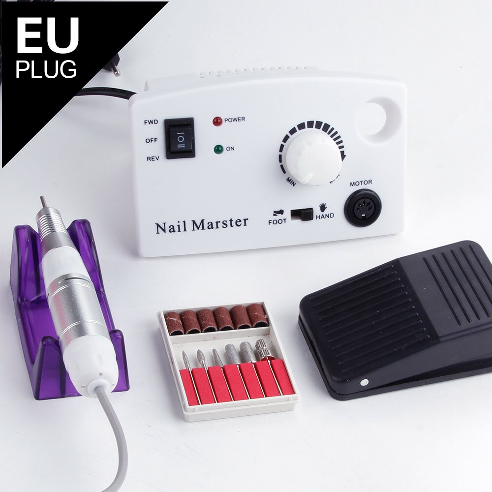 Máquina pulidora eléctrica para manicura y pedicura, 35000RPM, 25W, lima de uñas con diamantes, eliminador de esmalte de Gel: White