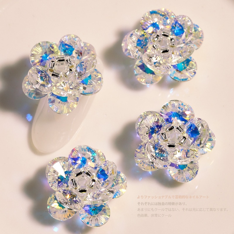 Nail Art Shiny Crystal Bloem 3D Hoge Translucent Nail Sieraden Nail Ornament Japanse Nagel Zirkoon Sneeuw Bloem Nagel Decoratie