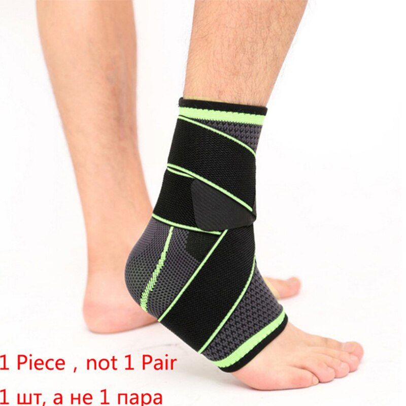 1 pc træningsankelbøjler kompressionsrem ærmer understøtter 3d vævede elastiske bandage fodtræning beskyttelsesudstyr gym fitness: Grøn