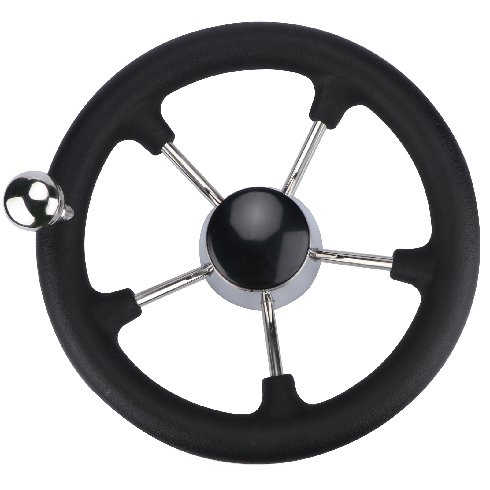 Boat Accessories Marine 11 Inch stainless steel 5 Spoke Destroyer Steering Wheel with Black Foam