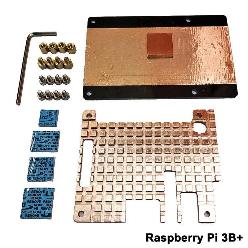 Raspberry pi 3 modo de cobre dissipador de calor capa protetora de refrigeração passiva escudo de proteção gabinete de metal para raspberry pi 3/3b + mod: 3Bplus Thickness 2mm