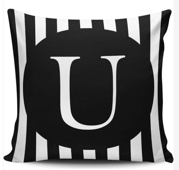 Cojín impreso Digital con letras en U, funda de almohada para tus habitaciones,