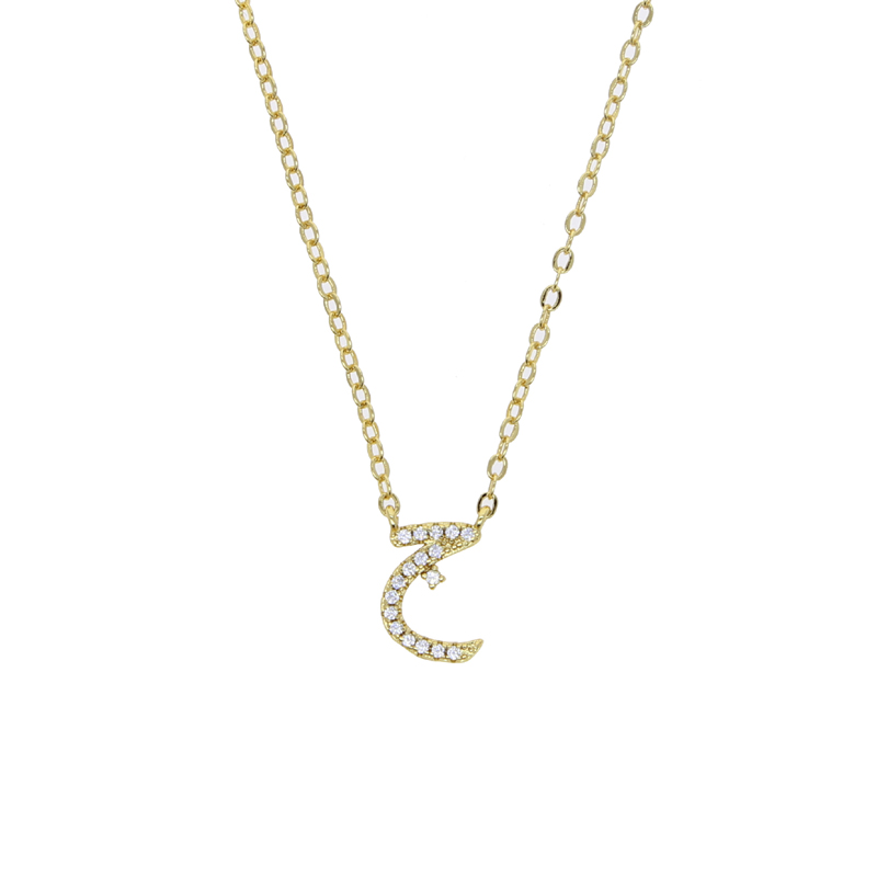 Collier alphabet lettre arabe pour femme, documents en or, bijoux minimaux, micro pavé, 5A CZ, mignon, ,: Pistolet noir plaqué