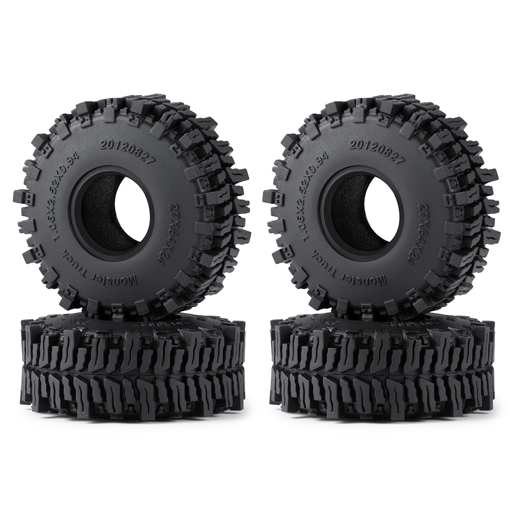 AXSPEED 4 pièces 1.3 "pneus en caoutchouc, 1.1 pouces pneus de roue de Terrain de boue pour 1/18 1/24 Micro chenille TRX4M Axial SCX24 FMS FCX24 pièces