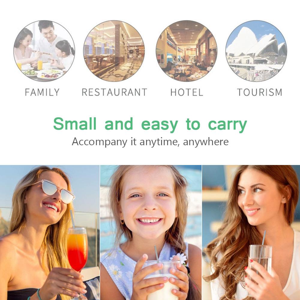 3 Section Telescopic Metal Drinking Straw Portable Straw for Travel Reusable Collapsible Stainless Steel Straw with Case & Brush