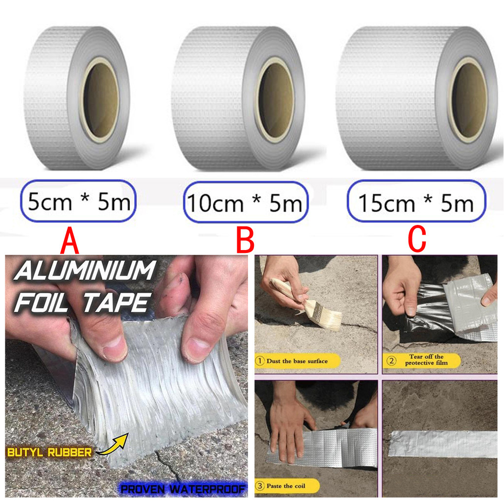 Cinta de vidrio resistente al agua y a los rayos UV herramienta para el hogar la cinta de goma de butilo de papel de aluminio autoadhesiva 8,64