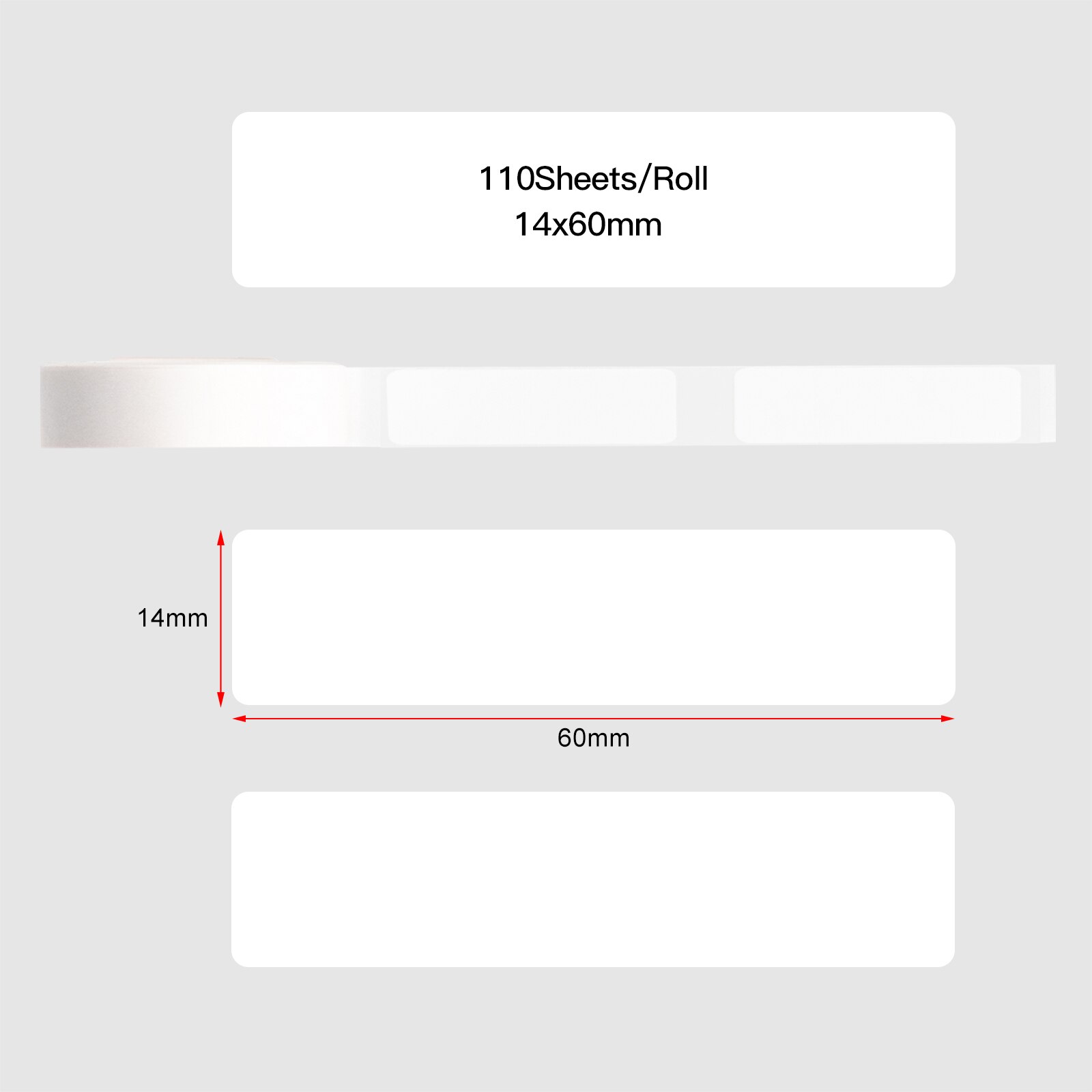 Aibecy Blank Label Paper Self-Adhesive Thermal Paper Roll 15*50mm 130sheets/roll Compatible with Phomemo D30 Thermal Printer: 14x60mm-110 sheets