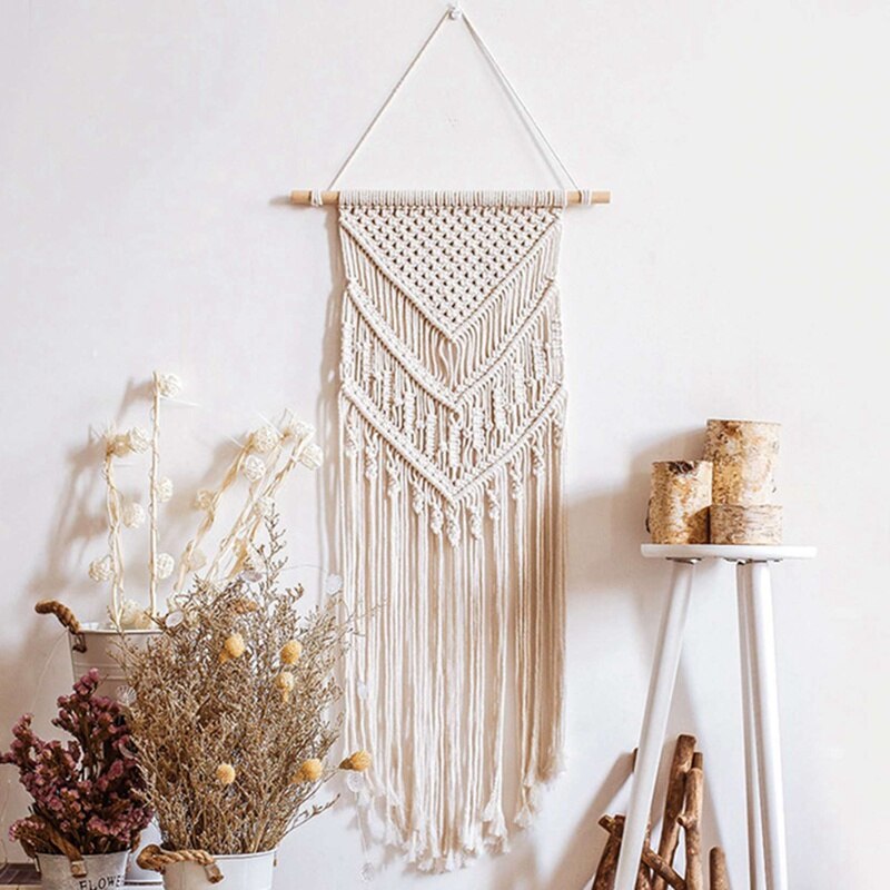 Macrame Muur Opknoping Katoen Handgemaakte Geweven Tapestri Bohemian Chic Wandtapijten Geometrische Art Home Decor Achtergrond