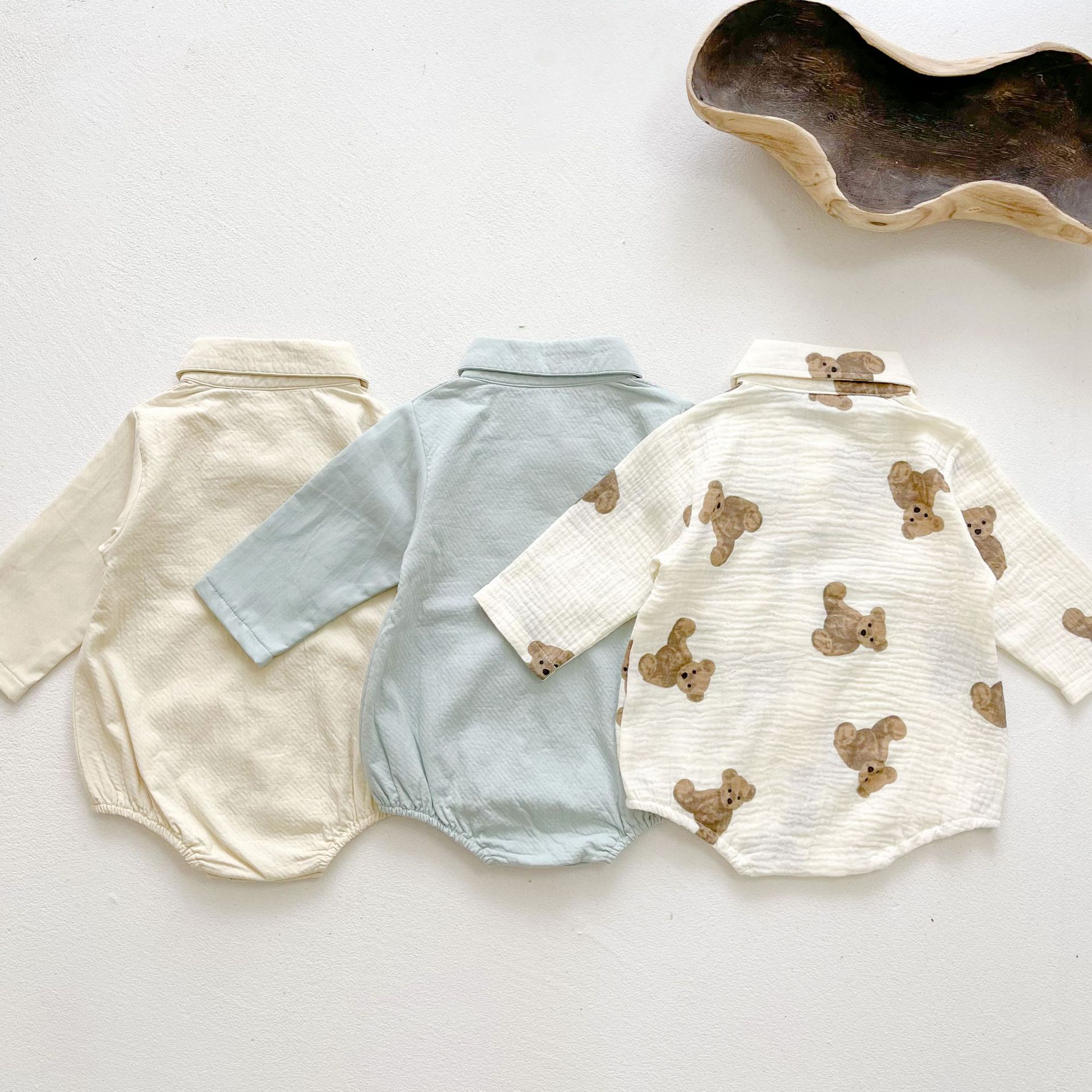 9251 Baby Bow Tie Shirt body orso coreano stampato Baby Boy abiti monopezzo autunno 2021 100 giorni abiti abiti da arrampicata