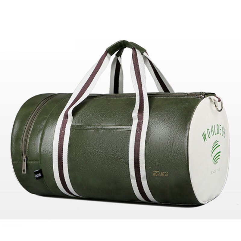 Sac De sport en cuir d'unité centrale Fitness Patchwork formation Sac à main d'épaule sport rayé femmes hommes sacs De voyage Tas Sac De Sporttas XA329D: Green White