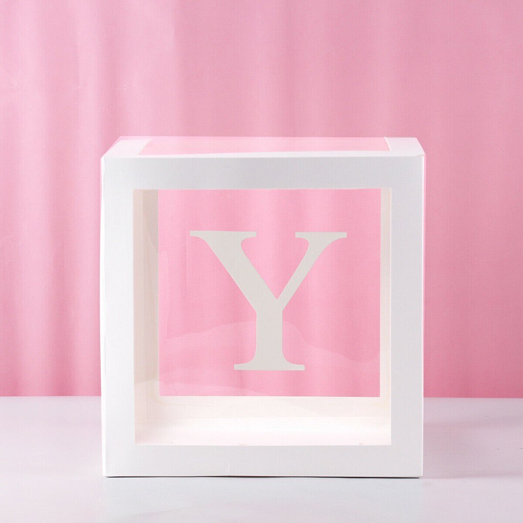 Letter A- Z Transparent Boxes Kid Birthday Baby Shower Birthday Party Decoration Shower Balloon Storage Box Party Supplies: Y