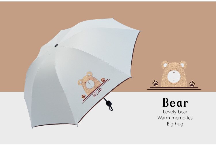 Kreative Korea Karikatur Studenten Art Sonnenschirm Sonnencreme 3 Falten Sonnenschutz Regenschirm Mädchen Sonnigen und Regnerischen Regenschirm: Bär