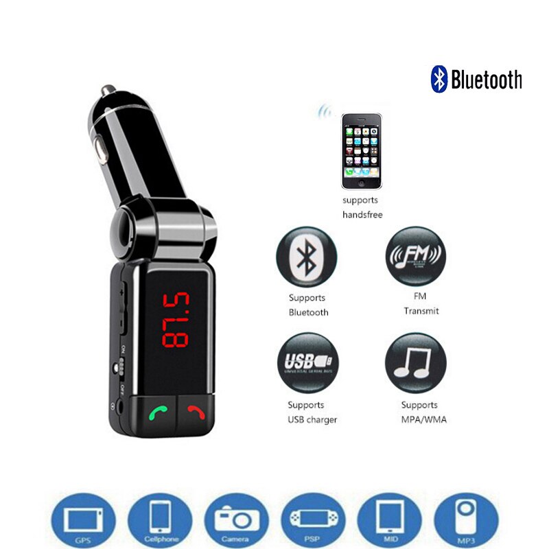 Auto Bluetooth FM Mp3-speler Zender Draadloze Modulator HandsFree Carkit Lcd-scherm USB Oplader voor telefoon