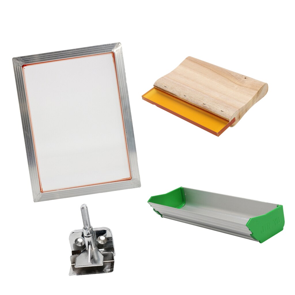 Silk Screen Printing Kit for T-Shirt DIY Screen Press Printer, Frame/Emulsion Scoop Coater/Squeegee/Clam