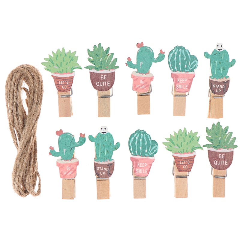 10pcs/lot Mini Memo Paper Clips Cute Plant Wood Clip Set Small Craft Photo Pegs Wooden Paper Clips Kawaii Stationery