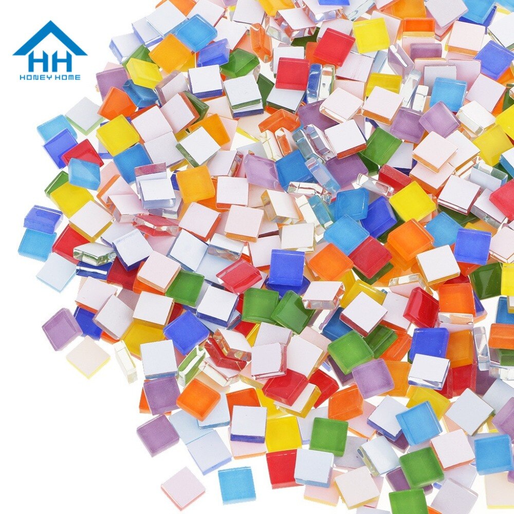 500pcs/pack DIY Mosaic Making Tiles for Art Crafts Creation Square Candy Mosaic Tiles Transparent Glass Tessera Home Decorations