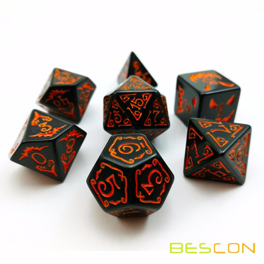 Bescon Halloween Polyhedrale Dobbelstenen 7 Stuks Set, halloween Rpg Dobbelstenen Set D4 D6 D8 D10 D12 D20 D % Set Van 7 Halloween Dobbelstenen-Dnd Dobbelstenen